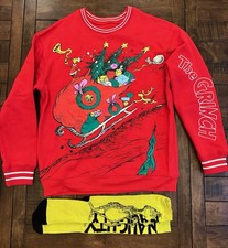 Grinch Adult Medium Holiday Sweater  Socks Sweatshirt Christmas Red Unisex Lot