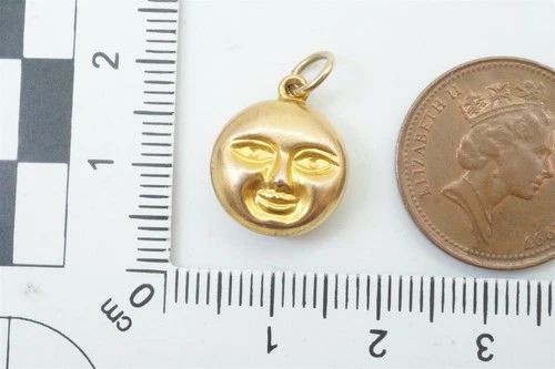 ANTIQUE ENGLISH 9K ROSE GOLD MAN IN THE MOON HAPPY & SAD FACE CHARM c1900