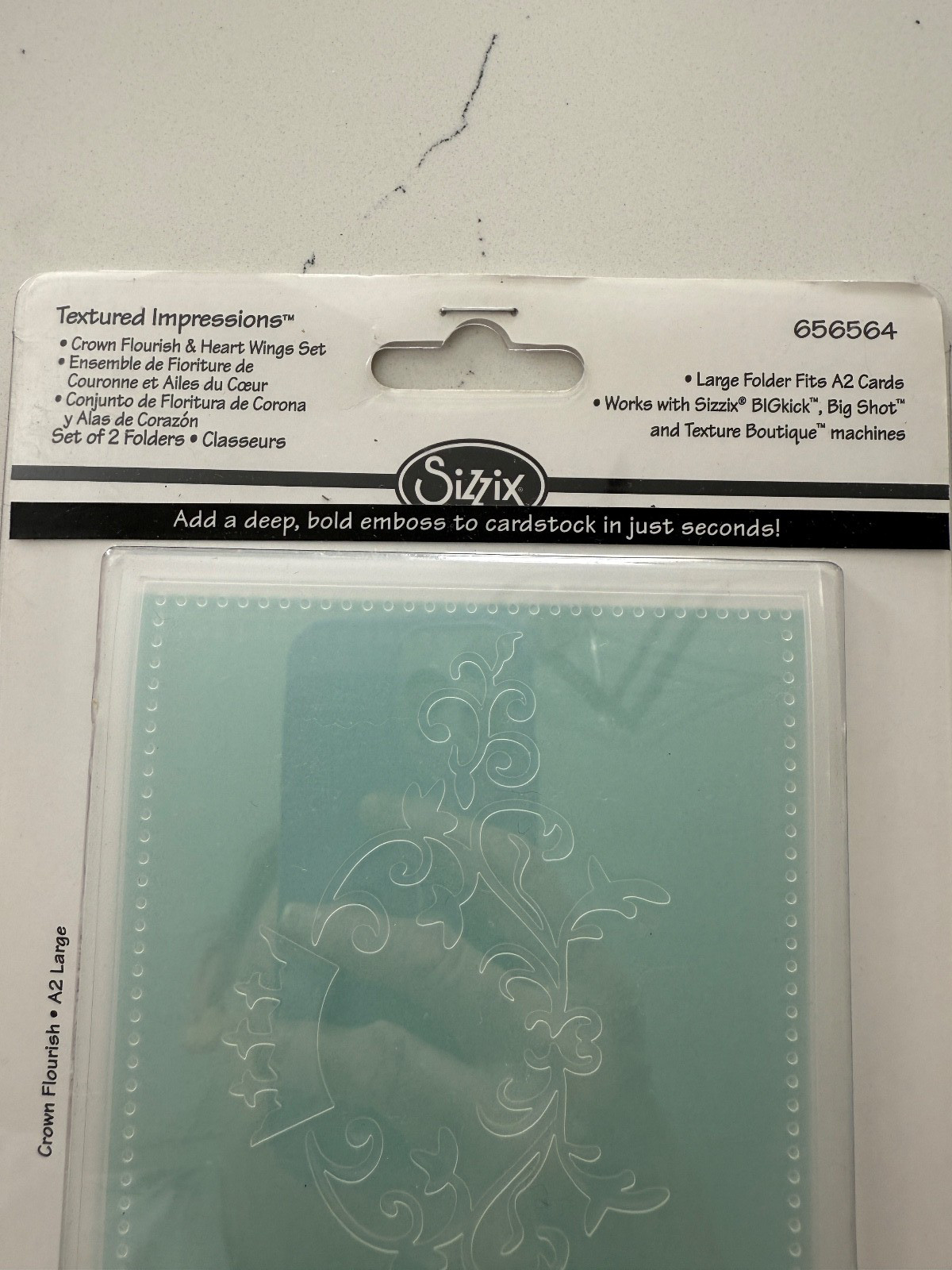 Sizzix Textured Impressions Large Folder ~ Crown Flourish & Heart Wing Set Craft