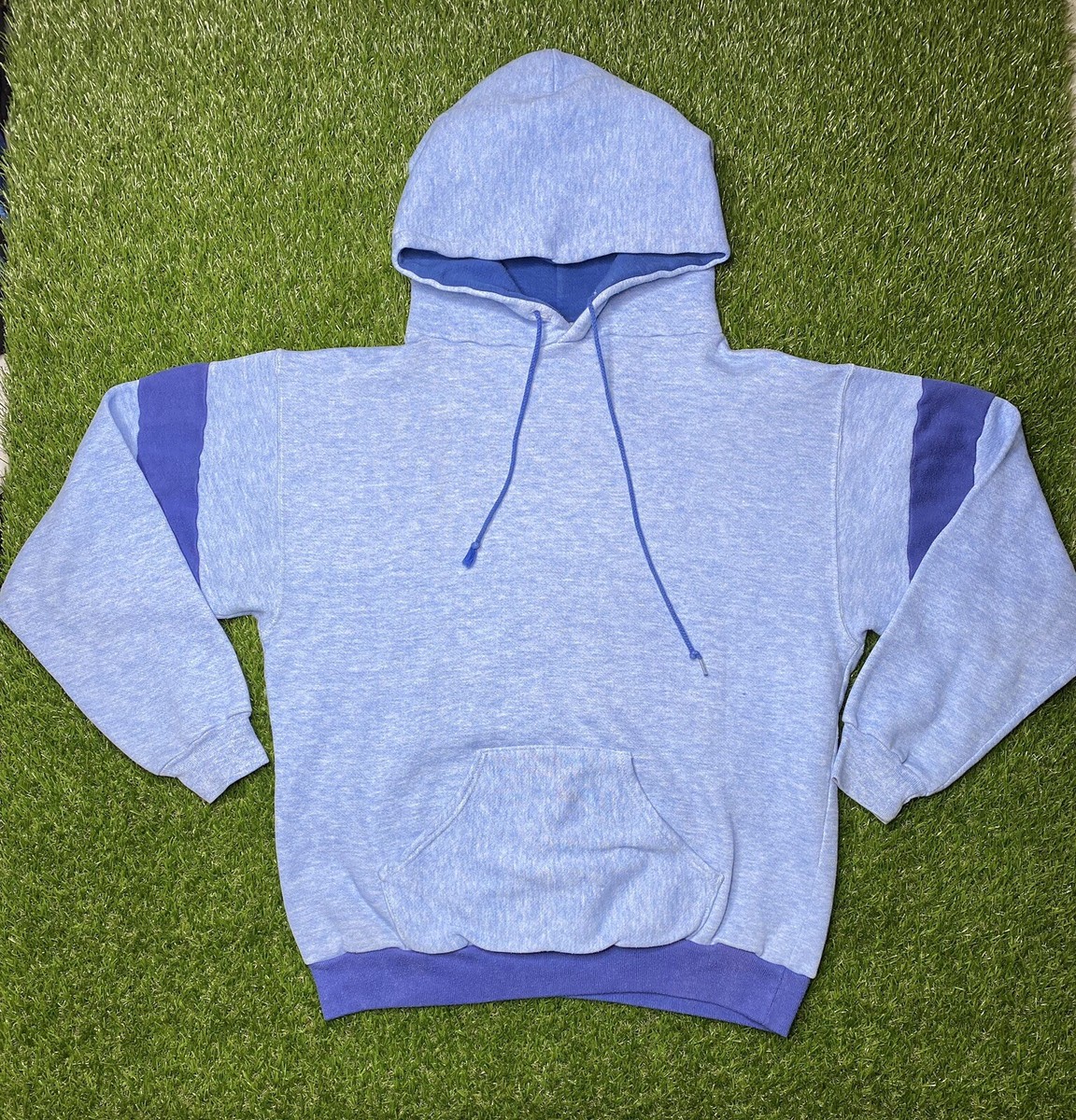 Vintage 70s Russell Athletic Hoodie Size L Blue Striped | eBay