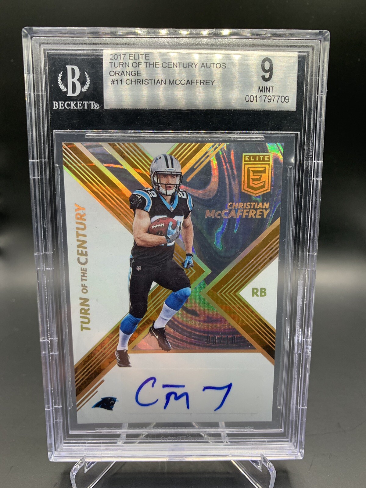 Christian McCaffrey Panini Donruss Elite Turn of the Century Autographs #TC11 Orange