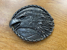 Vintage Pewter Eagle Head Belt Buckle 1993 