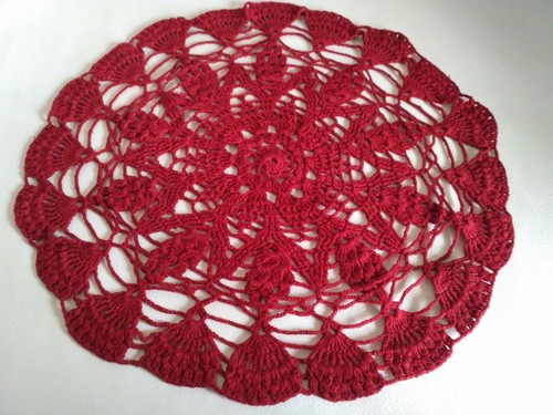 Crochet doily Lace tablecloth Handmade table cover 19 inches Vintage style - Picture 2 of 4
