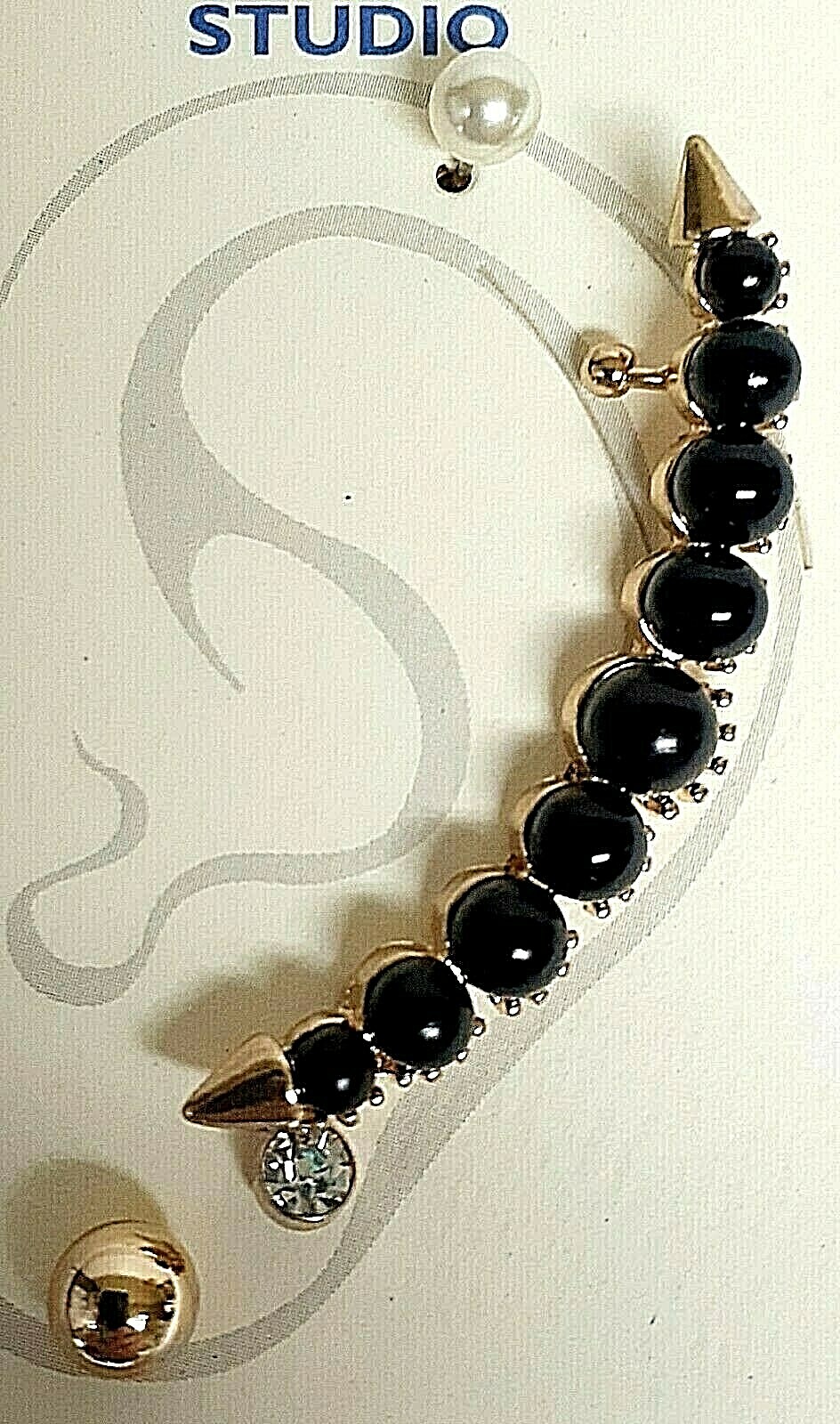 Ear Cuff 3 Stud Earrings Crescent Black Gold Mia Studio By Kim Min Sun New Ebay