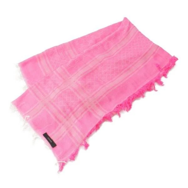 Foulard mode grand format Gucci coton rose motif GG occasion état B