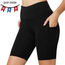 Women's Yoga Shorts High Waist Biker Shorts with Pockets Running Short Leggings
