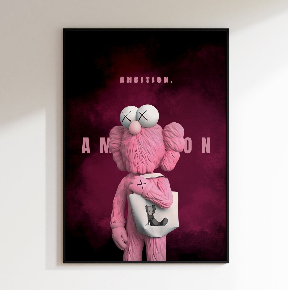 Set of 3 Pink Dedicated Kaws Art piece canvas wall home decor