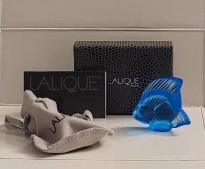 Lalique Crystal Fish Sculpture Pale Blue W/Pouch | eBay