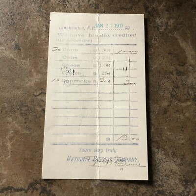 National Biscuit Company Nabisco Postcard 1917 Invoice Antique Vtg Birmingham NY