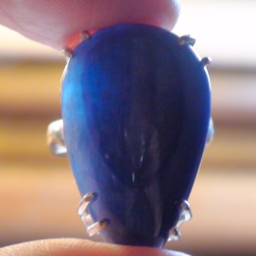 BIG! 36.55 ct NATURAL KYANITE RING 925 STERLING SILVER. SIZE 8.25 - Picture 3 of 7
