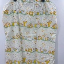 VINTAGE BABY CRIB SHEET STAR MOON SLEEPY GIRAFFE DUCK DOG CAT TIGER BEAR ANIMALS