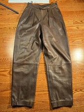 Michael Hoban North Beach Leather Vintage 1980s 80s Brown High Waist Pants 9 10