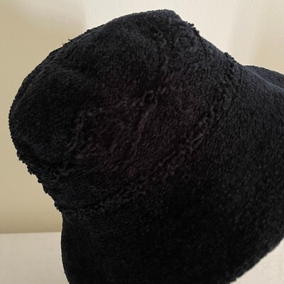 Vintage 90s Black Acrylic Knit Textured Womens Bucket Hat w  display picture 1