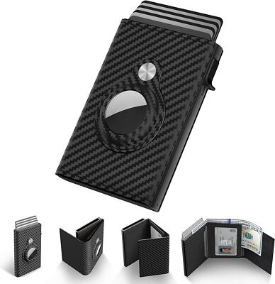 Mens Slim Wallet Card Holder for AirTag RFID Blocking Minimalist Wallet for Men