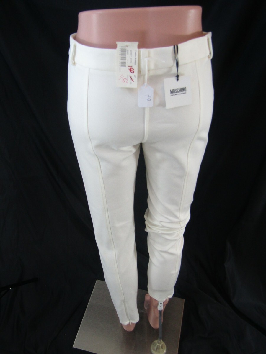 パンツ MOSCHINO COUTURE Woman Pants White 03040426 0001 NWT Moschino Cheap+ Chic White Straight Leg Pant Size 8/42