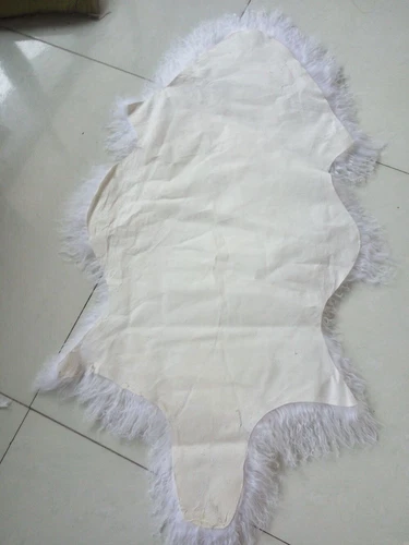 ALFOMBRAS DE PIEL BLANCAS TIRO MONGOL TIBETANO PIEL DE CORDERO SILLA PIEL RIZADA ALFOMBRA PELUSA - Imagen 6 de 6