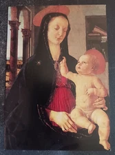postcard art Verrocchio Madonna Virgin and Child painting unposted