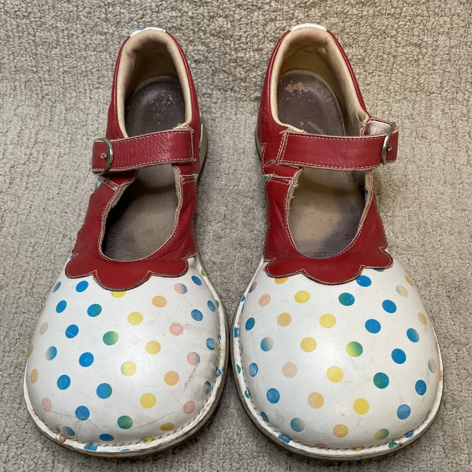 Zapatos de payaso de cuero hechos a mano a lunares rojos de colección Mary Janes Spears para mujer 9,5 10 Foto 3 de 4