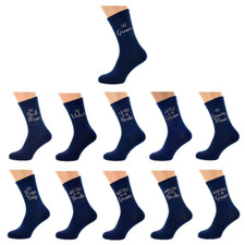 Navy Blue SILVER Mens and Childs Wedding Socks with Personalised Date X6N885-SIL