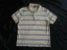 J CREW MENS LARGE L YELLOW BLACK WHITE STRIPES CASUAL SHIRT POLO LOGO USA MADE
