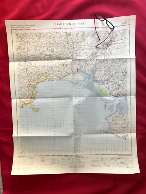 1966 Vintage Sheet Map Carmarthen and Tenby Wales OS Sheet 152