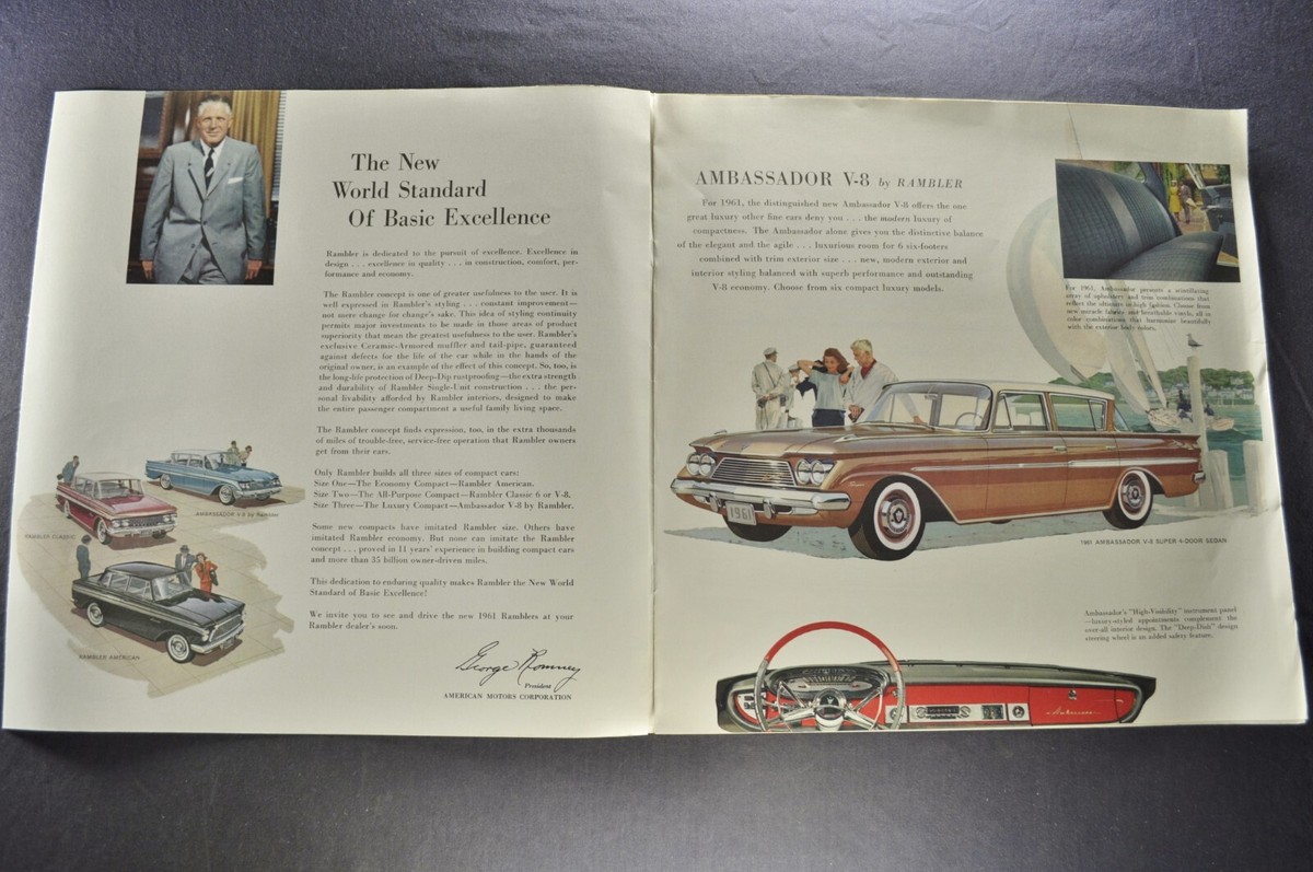 1961 Rambler Ambassador Large Brochure Sedan Wagon AMC Nice