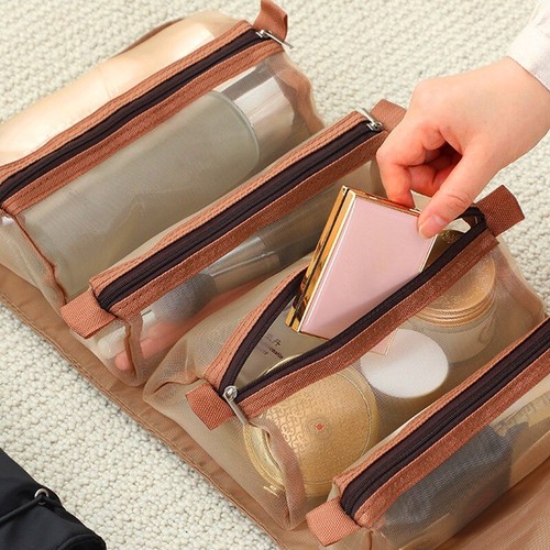 Hanging RollUp Makeup Bag 4in1 Foldable Travel Cosmetic Storage