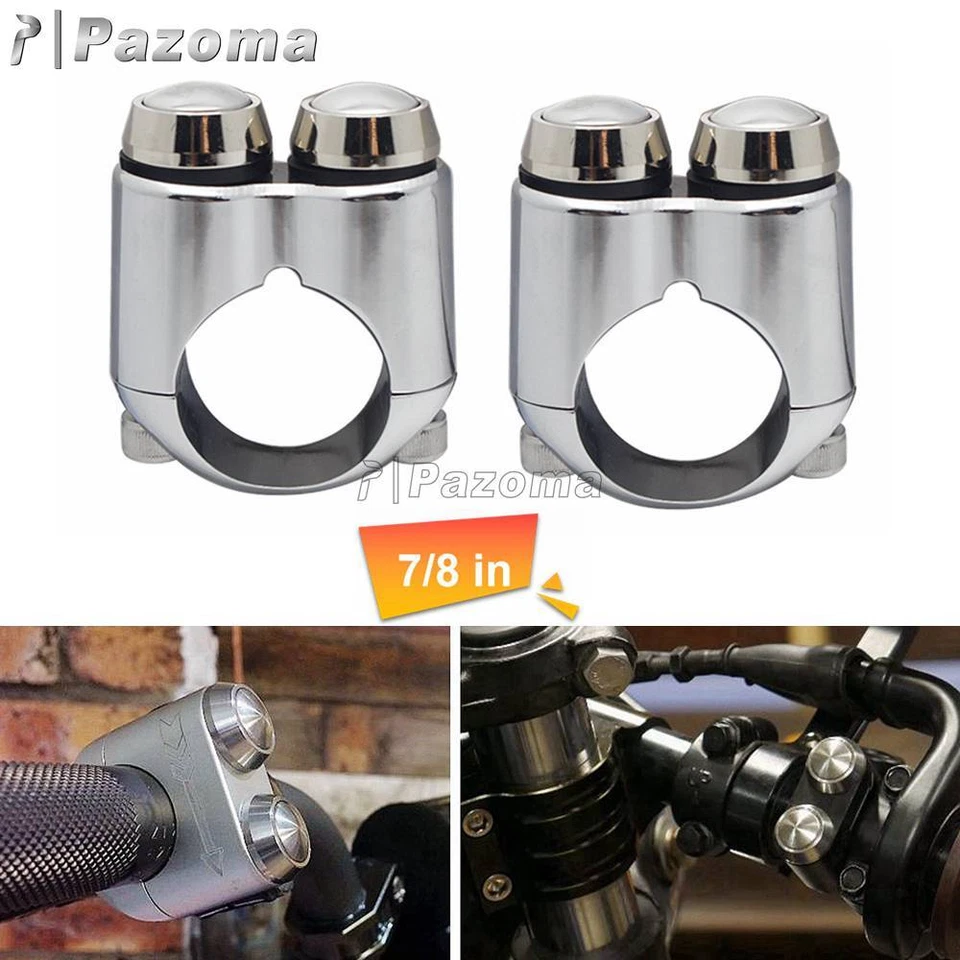 For Harley-Davidson 7/8" Handlebar 2-Button Custom Switch Chrome Gear Housing - Image 2 of 4