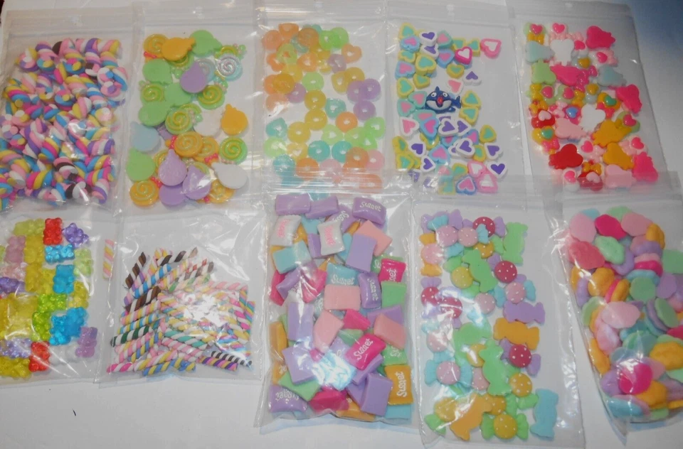 500 piezas Mezcla Novedad Postre Caramelo Dije Tapa Plana Resina Libro de Recortes Artesanía Cabujones Foto 3 de 4