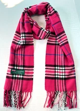 Womens Winter Warm SCOTLAND Made 100% CASHMERE Scarf Plaid Rose Pink #P108