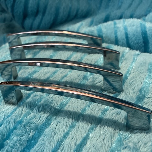 1 Vintage 50s 60s Mid Century Slim Arched Tapered Chrome Cabinet Handle Pull - Picture 3 of 11
