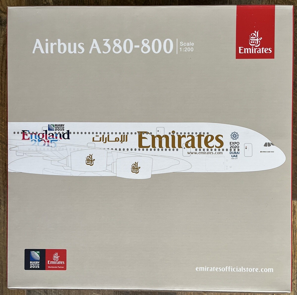 GEMINI JETS 1:200 scale EMIRATES AIRBUS A380 ENGLAND 2015 RUGBY