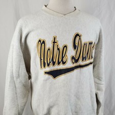 Vintage Galt Sand Notre Dame Fightin' Irish Sweatshirt XL Gray, Script Lettering