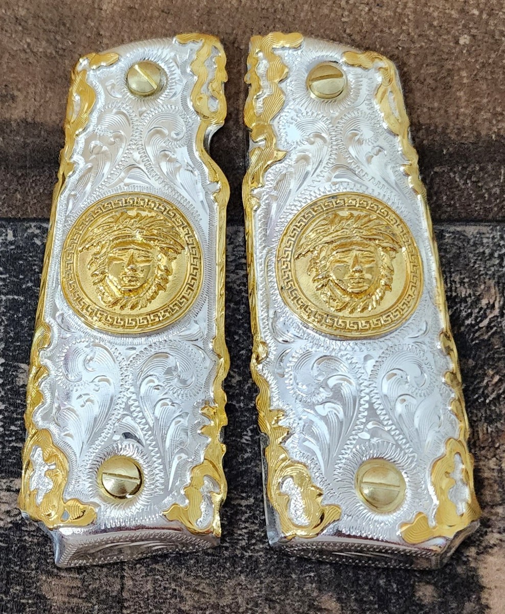Premium fine handmade engraving mexico style 1911 gun grips custom