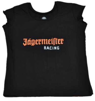 Jägermeister Racing USA Tank Top Damen T-shirt Größe M Cut Out Hemd schwarz