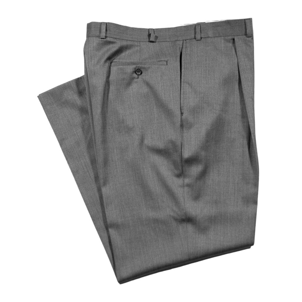 Ralph Lauren Mens Dress Pants Gray 100 Wool Straight Pleated Trousers