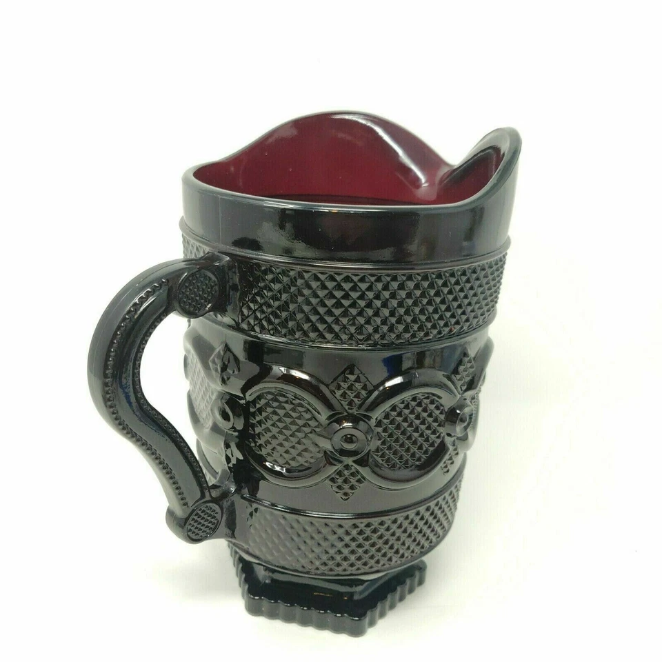 Vintage Avon 1876 Cape Cod Ruby Red Glass 46 Oz. Water Pitcher 8 1/2" - Image 3 of 4