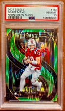 2024 Select - Premier Lvl Drake Maye #113 Neon Green Shock Prizm 25/499 PSA 10💎