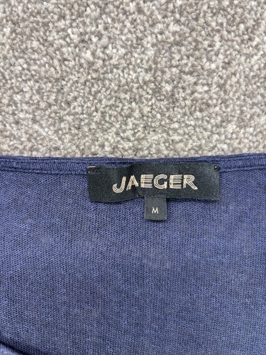 Jaeger Linen T Shirt Size M Navy Purple Crew Neck Lightweight Summer Holiday - Picture 3 of 8