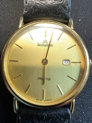 ROMANSON Prestige Uhr 24 K Vergoldet Herren & Damen   Schweizer Quarz Luxus