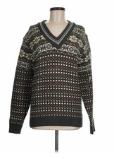 VTG Lord Jeff USA MADE Nordic Fair Isle Cricket V Neck Sweater Orlon Acrylic M