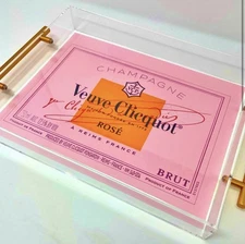 Champagne Large Acrylic Tray with Handles