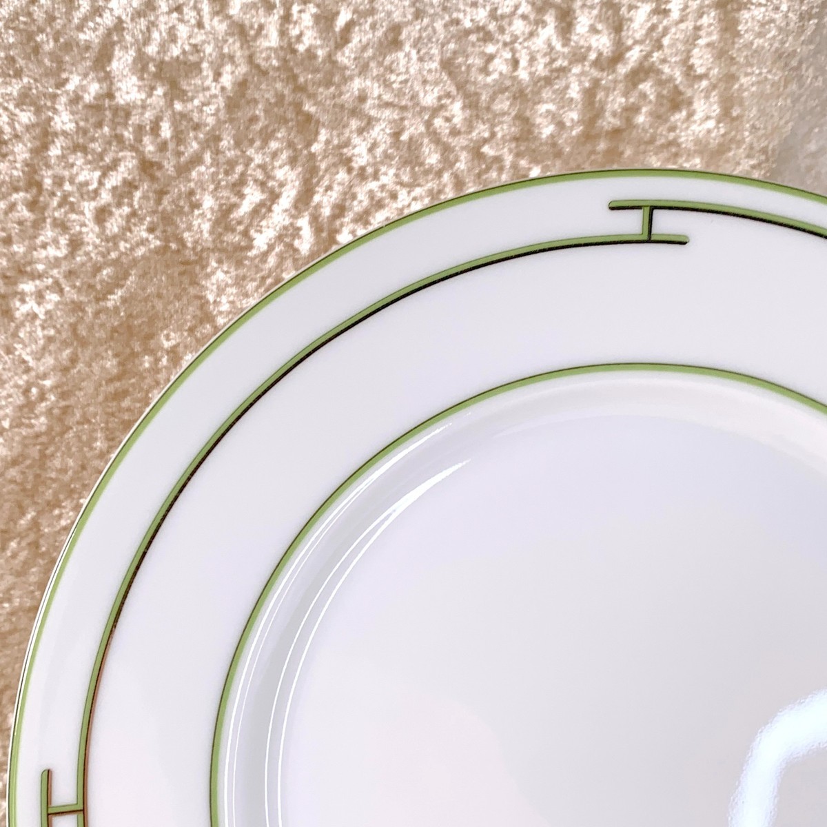 Hermes Dessert Plate Rhythm Rythme GreenPorcelain Tableware Set of