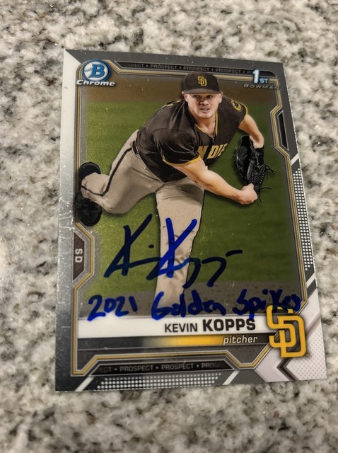 Kevin Kopps 2021 Bowman Chrome AUTO IP SIGNED “2021 GOLDEN SPIKES” PADRES #7