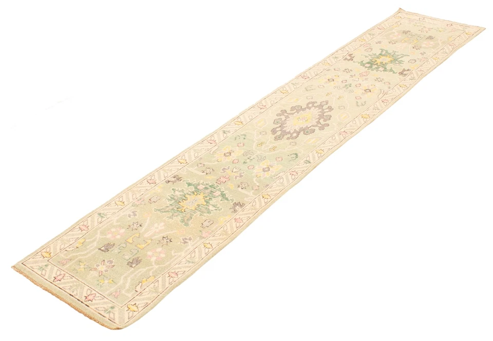 Alfombra de corredor tradicional oriental de lana 2'5" x 12'5" vintage anudada a mano Foto 4 de 4