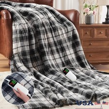 Electric Heated Blanket Twin Size Energy Saving Rapid Heating Plush Throw New
