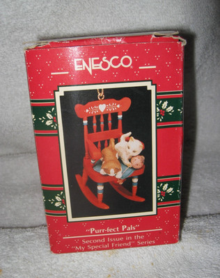 Enesco Treasury of Christmas Ornament ''Purr-fect Pals'' Special Friend 1990 VTG