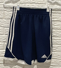 Adidas Athletic Gym Shorts Navy Blue White Stripes Youth Size Medium 10-12