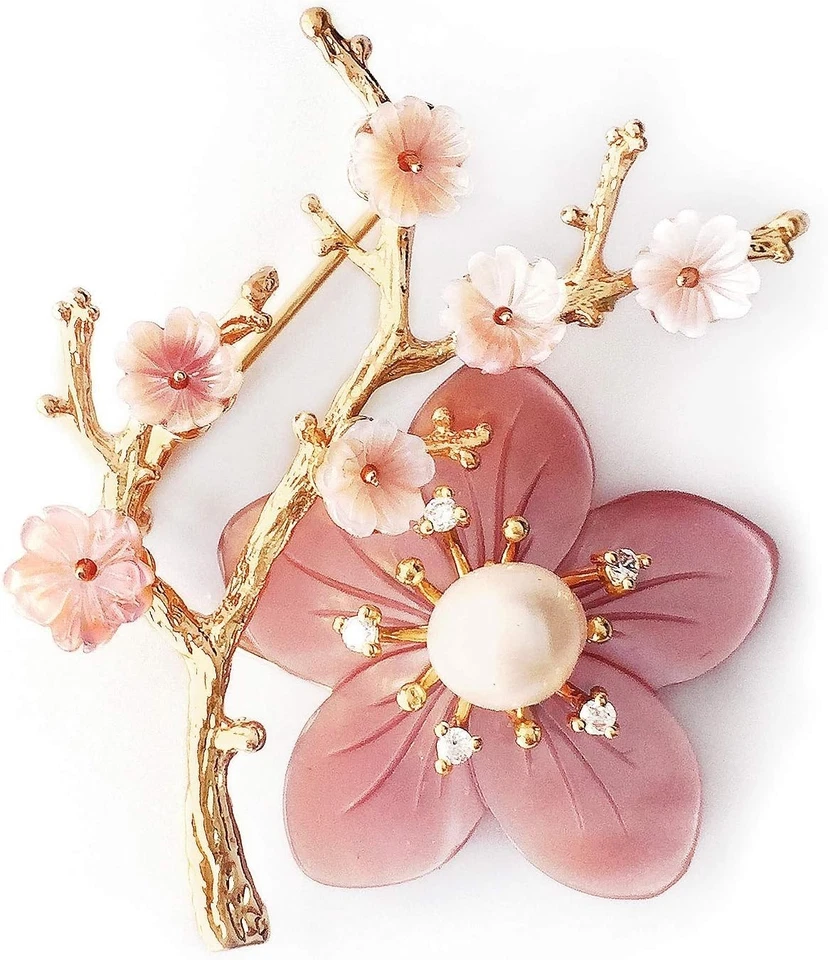 Elegante broche con flores de diamantes de imitación Foto 3 de 4