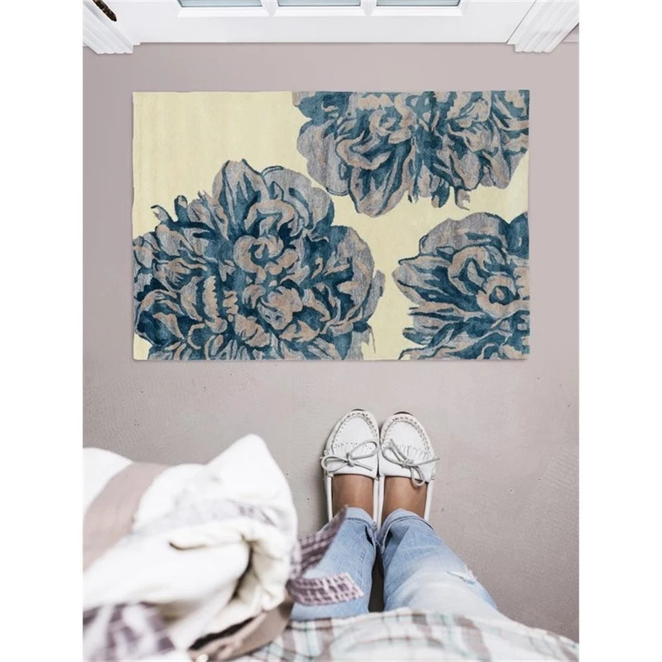 Linon Aspire Floral Hand Tufted Wool 2'x3' Rug in Beige - Image 3 of 4